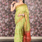 Rajwada Olive Green Woven Cotton Silk Blend Saree With Unstitched Blouse For Women