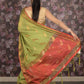 Rajwada Olive Green Woven Cotton Silk Blend Saree With Unstitched Blouse For Women