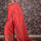 Rajwada Red Ruffled Polyester Saree Without Blouse For Women