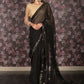 Rajwada Black Sequins Embroidered Poly Georgette Saree with Unstitched Blouse for Women