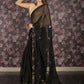 Rajwada Black Sequins Embroidered Poly Georgette Saree with Unstitched Blouse for Women
