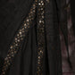 Rajwada Black Sequins Embroidered Poly Georgette Saree with Unstitched Blouse for Women