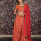 Rajwada Red And Orange Semi Stitched Embroidered Silk Blend Lehenga with Stitched Blouse And Dupatta For Women