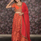Rajwada Red And Orange Semi Stitched Embroidered Silk Blend Lehenga with Stitched Blouse And Dupatta For Women