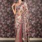 Rajwada Beige Net And Shimmer Half-Half Printed Saree With Unstitched Blouse For Women