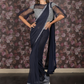 Rajwada Navy Blue Sequins and Zari Embroidered Ready-to-Wear Net Saree with Stitched Blouse for Women