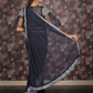 Rajwada Navy Blue Sequins and Zari Embroidered Ready-to-Wear Net Saree with Stitched Blouse for Women