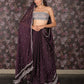 Rajwada Purple Faux Stone Embellished Poly Georgette Saree with Unstitched Blouse for Women