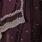 Rajwada Purple Faux Stone Embellished Poly Georgette Saree with Unstitched Blouse for Women