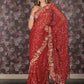 Rajwada Maroon Floral Embroidered Georgette Saree with Unstitched Blouse for Women