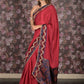 Rajwada Maroon Embroidered Crepe Saree with Unstitched Blouse for Women