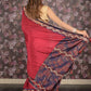 Rajwada Maroon Embroidered Crepe Saree with Unstitched Blouse for Women