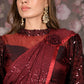 Rajwada Maroon Lycra Sequins Ready-to-Wear Saree with Stitched Blouse for Women