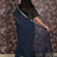 Rajwada Navy Blue Shimmer Lace Embellished Poly Georgette Saree with Unstitched Blouse for Women