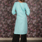 Rajwada Blue Straight Embroidered Stitched Kurta For Women