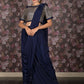 Rajwada Navy Blue Lycra Embellished Saree With Stitched Blouse For Women