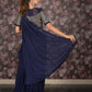 Rajwada Navy Blue Lycra Embellished Saree With Stitched Blouse For Women
