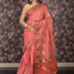 Rajwada Orange Faux Mirror Embroidered Cotton Blend Saree Without Blouse for Women