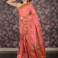 Rajwada Orange Faux Mirror Embroidered Cotton Blend Saree Without Blouse for Women