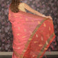 Rajwada Orange Faux Mirror Embroidered Cotton Blend Saree Without Blouse for Women