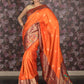 Rajwada Mustard Woven Silk Blend Saree With Unstitched Blouse For Women