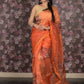 Rajwada Orange Beads Embroidered Floral Printed Organza Saree for Women