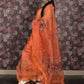 Rajwada Orange Beads Embroidered Floral Printed Organza Saree for Women