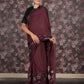 Rajwada Purple Embellished Lycra Saree With Unstitched Blouse For Women