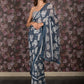 Rajwada Blue Floral Printed Chiffon Saree Without Blouse for Women