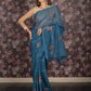 Rajwada Blue Embroidered Poly Georgette Saree Without Blouse for Women