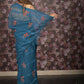 Rajwada Blue Embroidered Poly Georgette Saree Without Blouse for Women