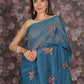 Rajwada Blue Embroidered Poly Georgette Saree Without Blouse for Women