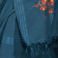Rajwada Blue Embroidered Poly Georgette Saree Without Blouse for Women