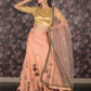 Rajwada Peach Hand Printed Semi Stitched Lehenga Set With Dupatta And Unstitched Blouse For Women