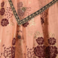 Rajwada Peach Hand Printed Semi Stitched Lehenga Set With Dupatta And Unstitched Blouse For Women