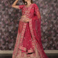 Rajwada Magenta Velvet Heavy Embroidered Semi Stitched Lehenga Set With Dupatta And Unstitched Blouse For Women