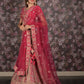 Rajwada Magenta Velvet Heavy Embroidered Semi Stitched Lehenga Set With Dupatta And Unstitched Blouse For Women