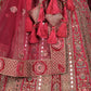 Rajwada Magenta Velvet Heavy Embroidered Semi Stitched Lehenga Set With Dupatta And Unstitched Blouse For Women