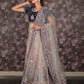 Rajwada Navy Blue Velvet Heavy Embroidered Semi Stitched Bridal Lehenga Set With Dupatta And Stitched Blouse For Women