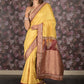 Rajwada Yellow Embellished Silk Blend Saree with Unstitched Blouse for Women