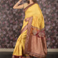 Rajwada Yellow Embellished Silk Blend Saree with Unstitched Blouse for Women