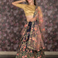 Rajwada Navy Blue Silk Blend Embroidered Semi-Stitched Lehenga with Unstitched Blouse for Women