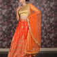 Rajwada Orange Embroidered Semi Stitched Satin Lehenga with Untitched Blouse For Women