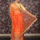 Rajwada Orange Embroidered Semi Stitched Satin Lehenga with Untitched Blouse For Women