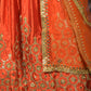 Rajwada Orange Embroidered Semi Stitched Satin Lehenga with Untitched Blouse For Women