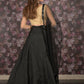 Rajwada Black Silk Blend Semi-Stitched Lehenga with Unstitched Blouse for Women