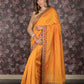 Rajwada Mustard Embroidered Crepe Saree without Blouse for Women