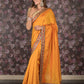 Rajwada Mustard Embroidered Crepe Saree without Blouse for Women