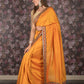 Rajwada Mustard Embroidered Crepe Saree without Blouse for Women