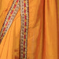 Rajwada Mustard Embroidered Crepe Saree without Blouse for Women